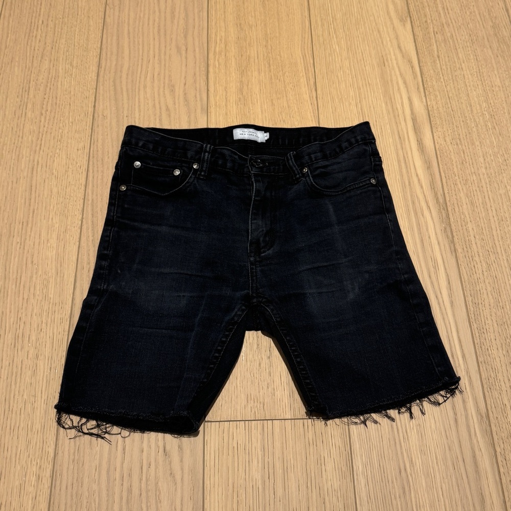 Saturdays NYC Mens Slim Fit Luke Denim Distressed Shorts Size 30